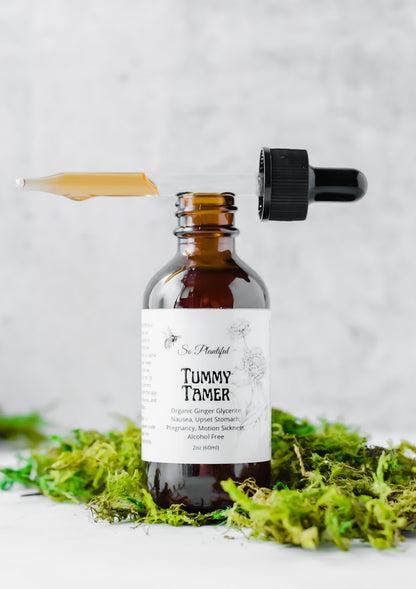 Tummy Tamer - Organic Ginger Glycerite Nausea, Upset Stomach, Pregnancy, Motion Sickness, Alcohol Free